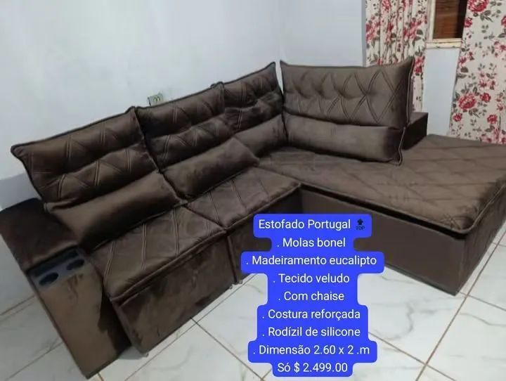 Sofá de canto retrátil e reclinável novo 