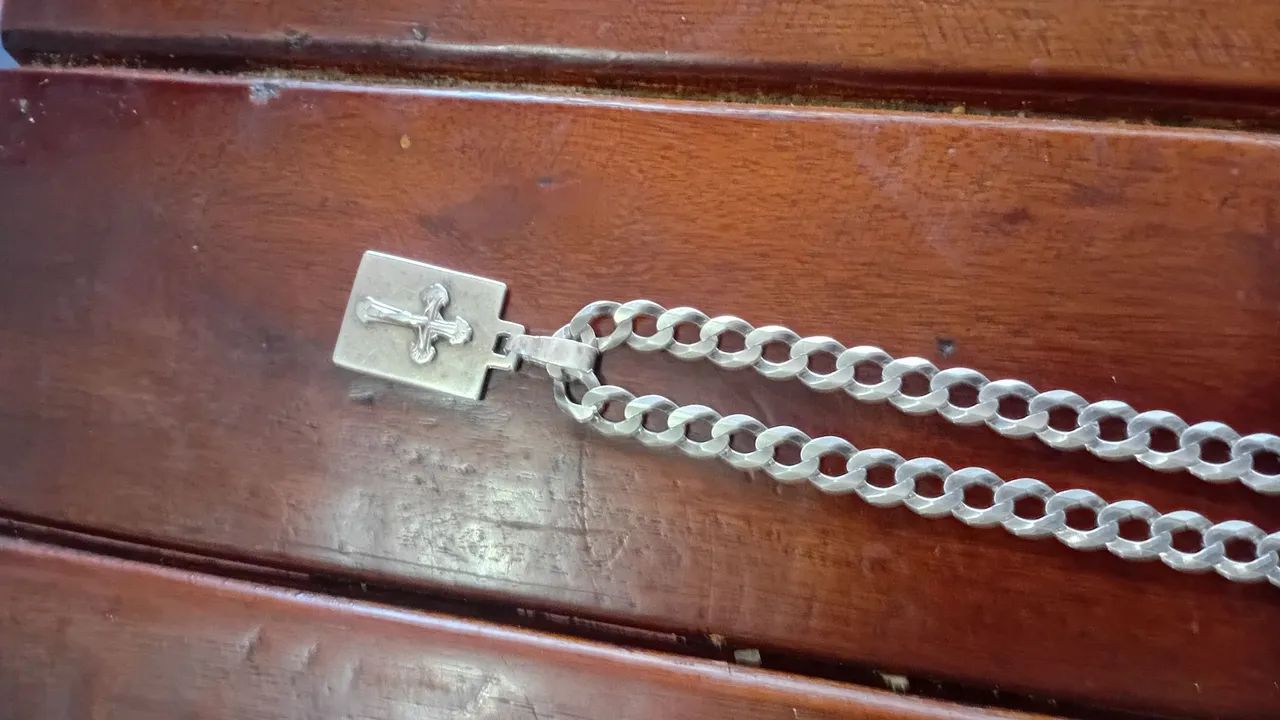 Cordão e Pingente de Prata Pura - Foto 2