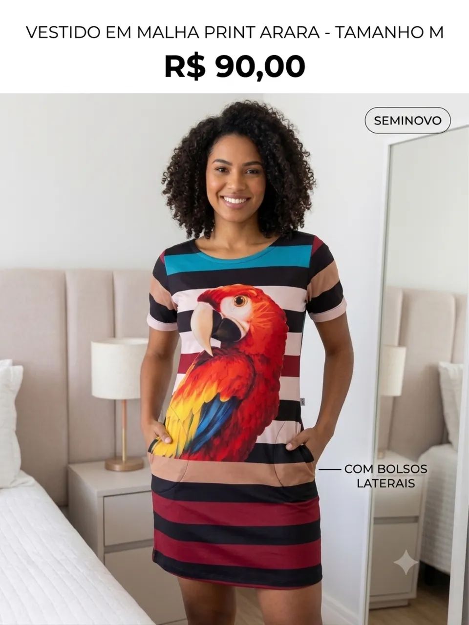 vestido em malha print arara m - Foto 2