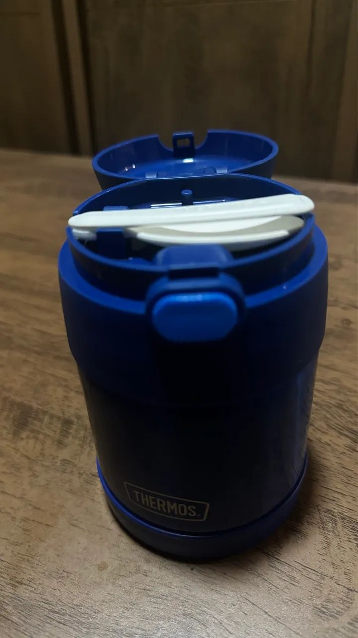 Pote térmico infantil, Thermos Com Culher Azul 290ml Azul - Foto 2
