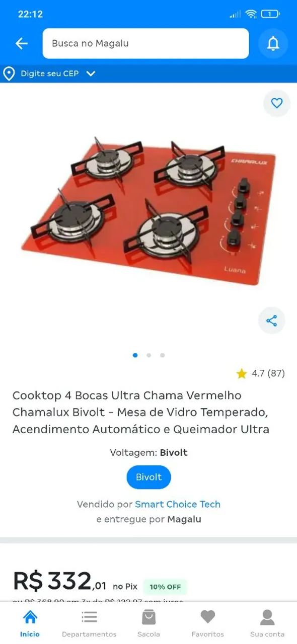 Cooktop 4 bocas 