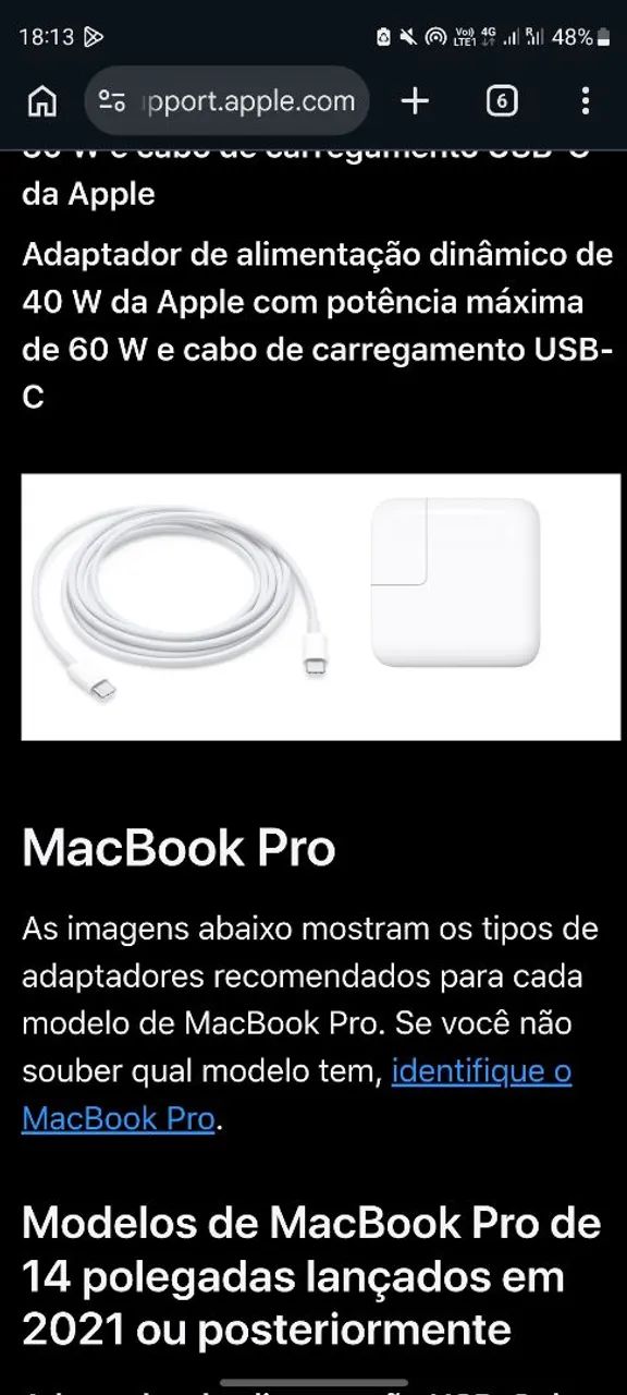Carregador original Macbook Pro 67W