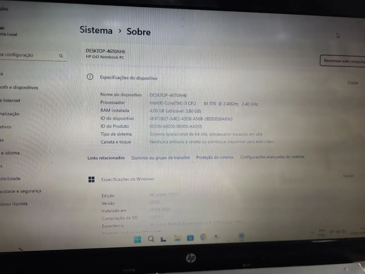 Norebook hp G42 core i3 m730 4gb ram ssd de 128gb bateria nova  - Foto 2