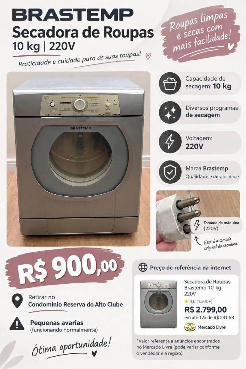 Secadora de roupas 10kg