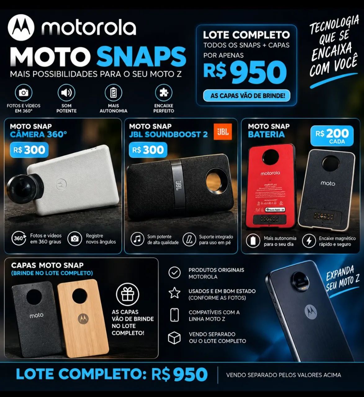 Moto Snaps Originais Motorola - Itens de Colecionador em Perfeito