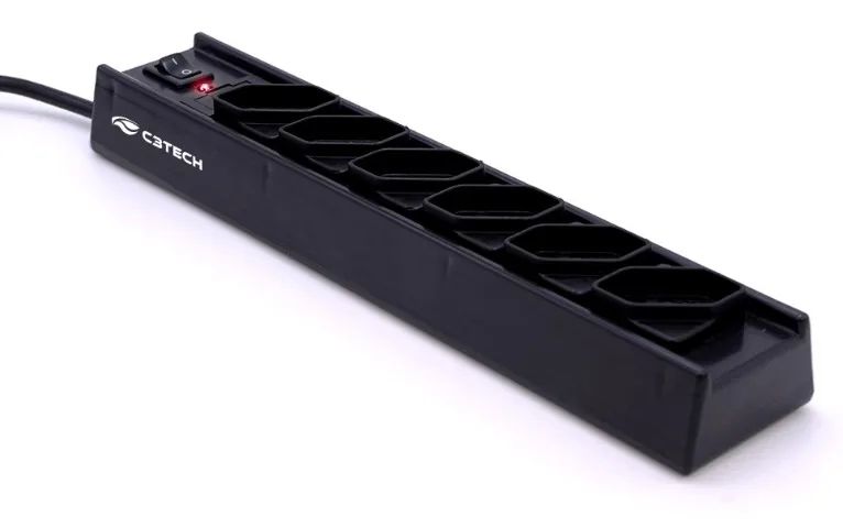 FILTRO DE LINHA 6 TOMADAS BIVOLT 1 METRO C3TECH FL-61BK  - Foto 2