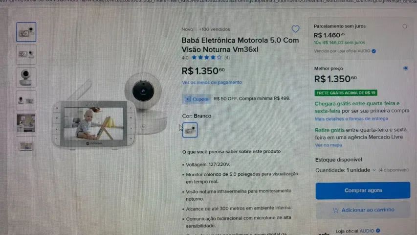 Babá eletrônica Motorola VM36XL - Foto 2