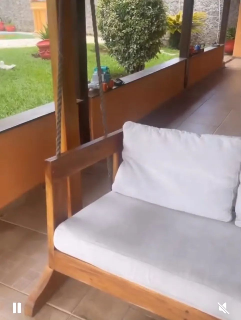 Balanço madeira  arte tronco  - Foto 4