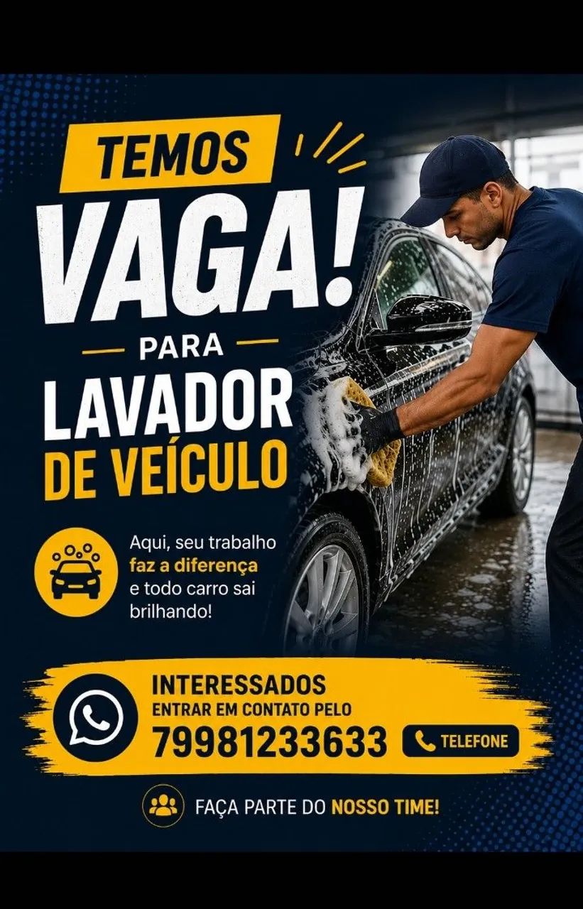 VAGA PARA LAVADOR DE VEÍCULOS