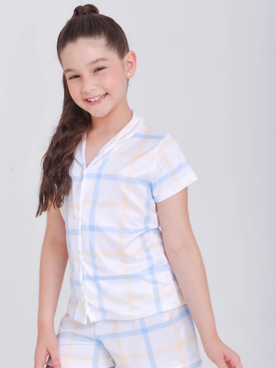 pijama americano quadriculado infantil menina - Foto 4