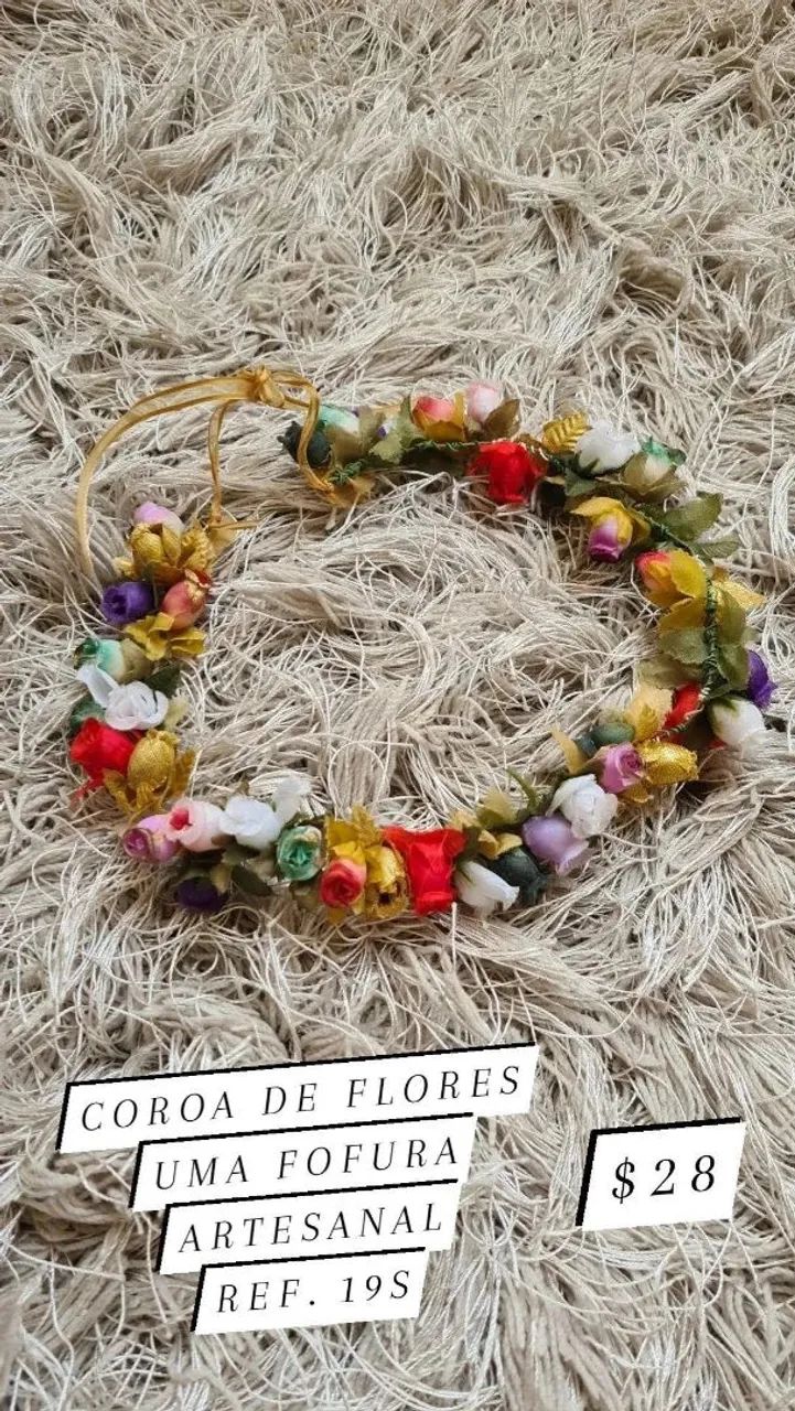 Coroa de flores ajustável artesanal carnaval 