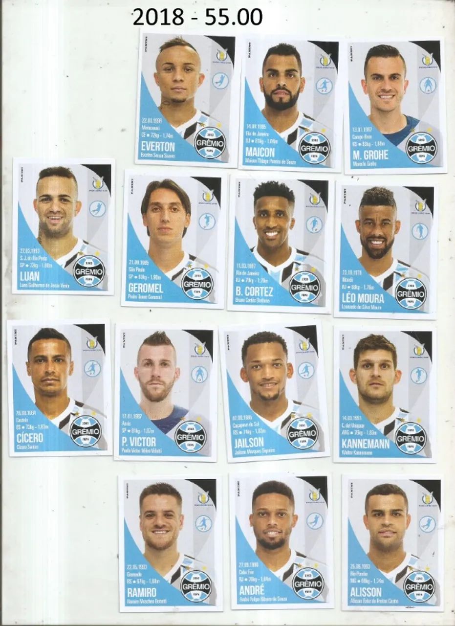 FIGURINHAS TIME GREMIO 2024/2018 - 55.00 CADA  - Foto 2