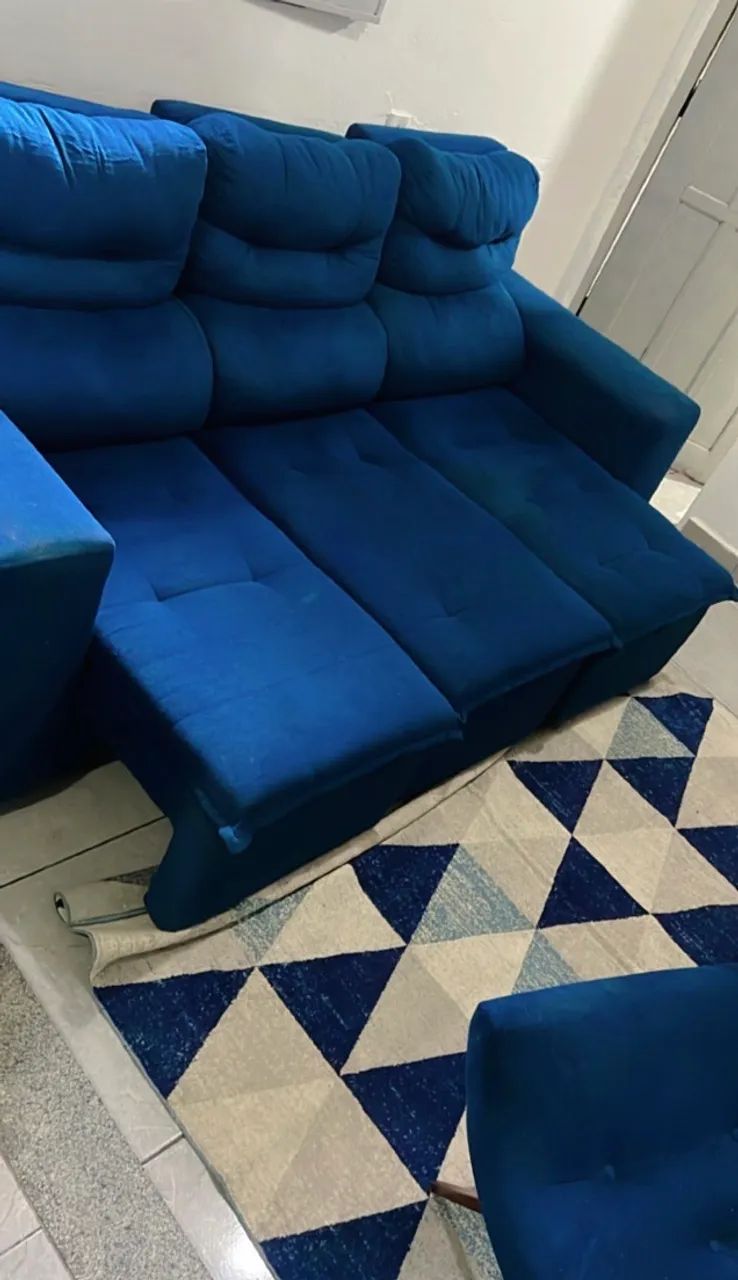 Sofá 3 Lugares Retrátil Cama Inbox, Cor azul  - Foto 4