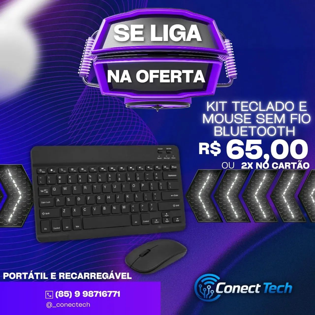 Kit Teclado e mouse sem fio 