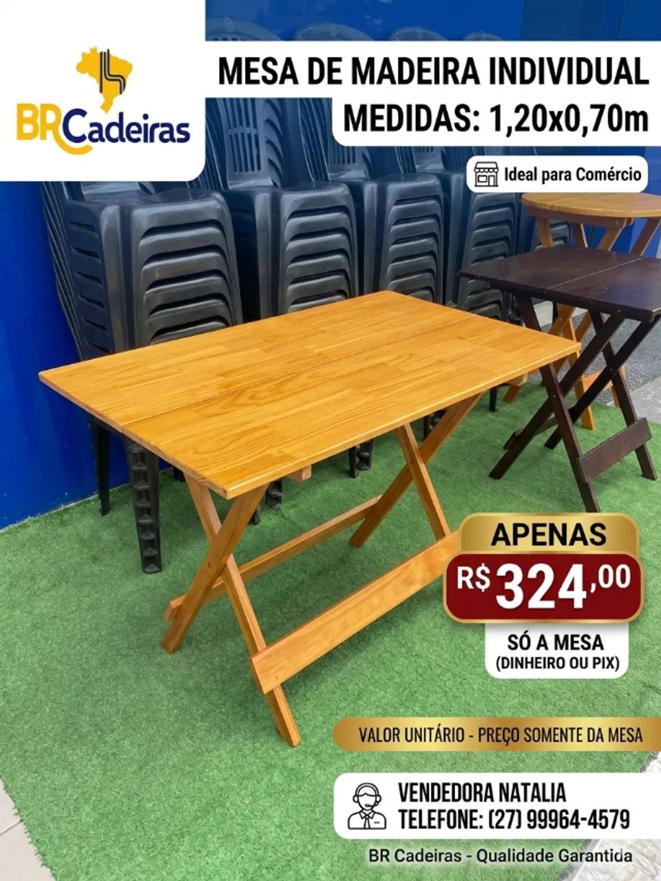mesa de madeira 1,20 por 70 cm