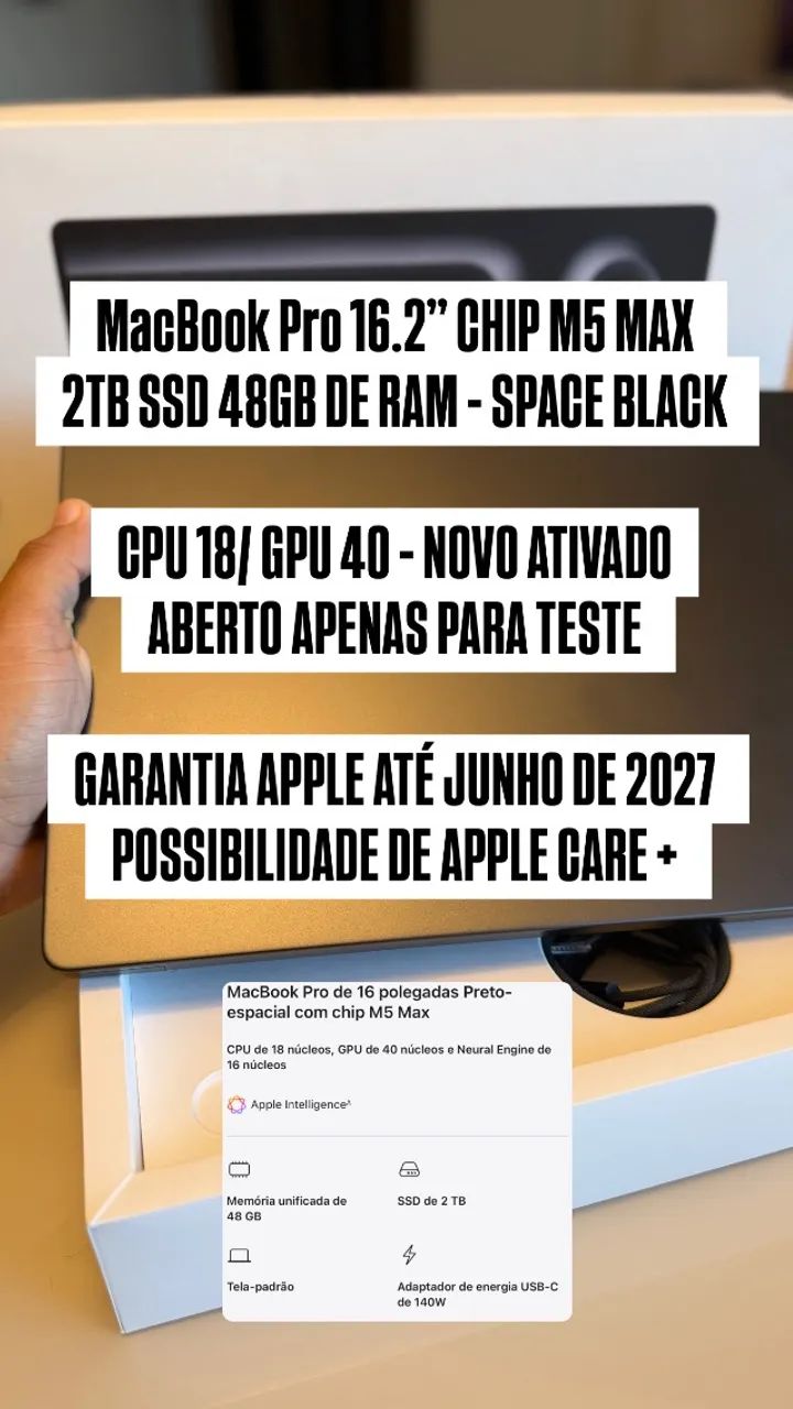 MacBook Pro M5 Max 16.2 - 2TB SSD 48GB RAM - Space black  - Foto 4