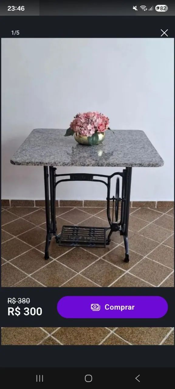 Pé de máquina com pedra de granito 