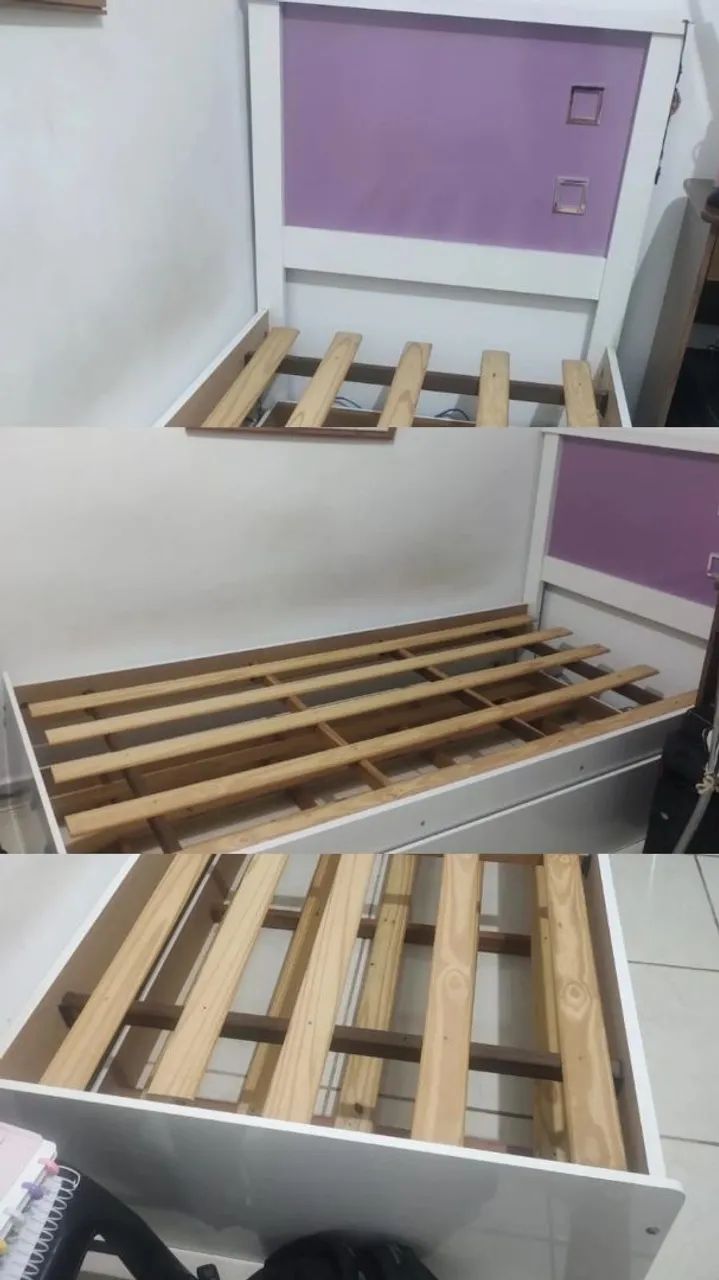 Cama de solteiro com cama auxiliar + colchão 
