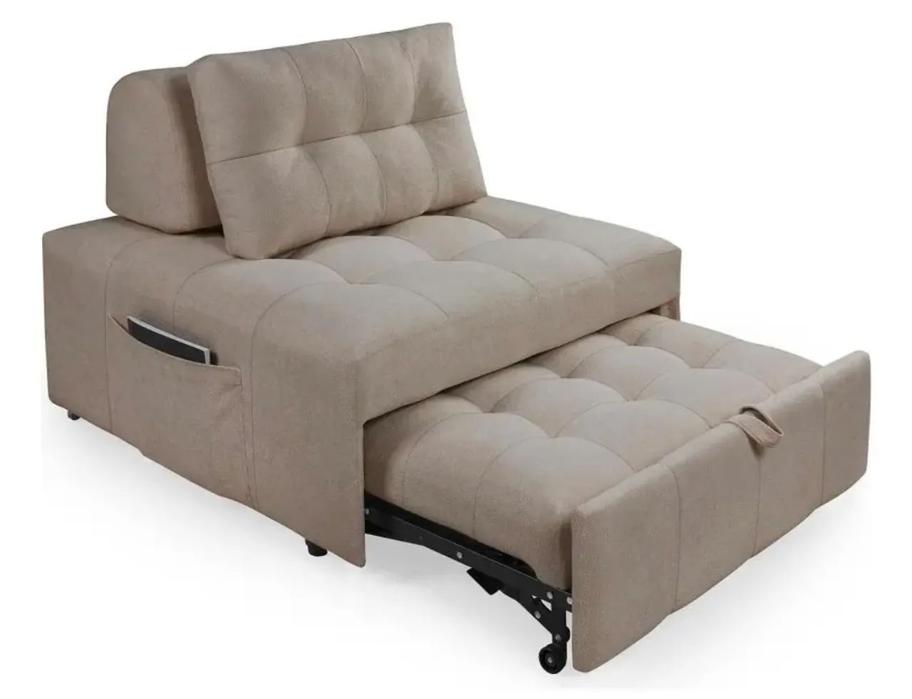Sofá Puff Cama Solteiro Retrátil Cozy Bouclé 