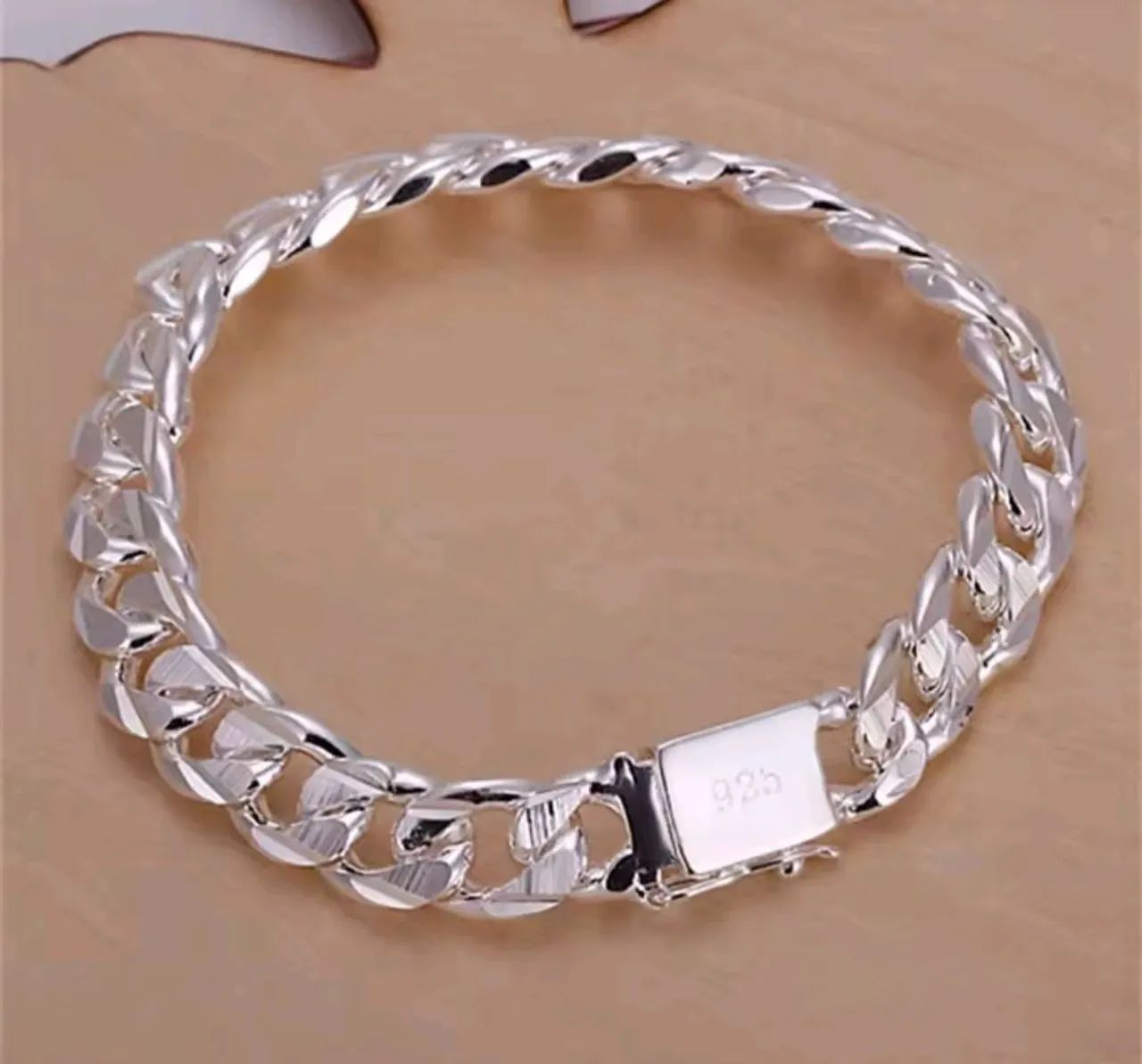 Pulseira masculina folheada a prata 