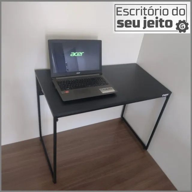 Mesa de Escritório NOVA Multiuso Estilo Industrial para Notebook Computador Estudo Birô - Foto 3