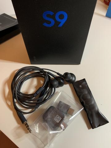 Fone de ouvido com fio, adaptadores e borrachas do fone original do celular SAMSUNG S9