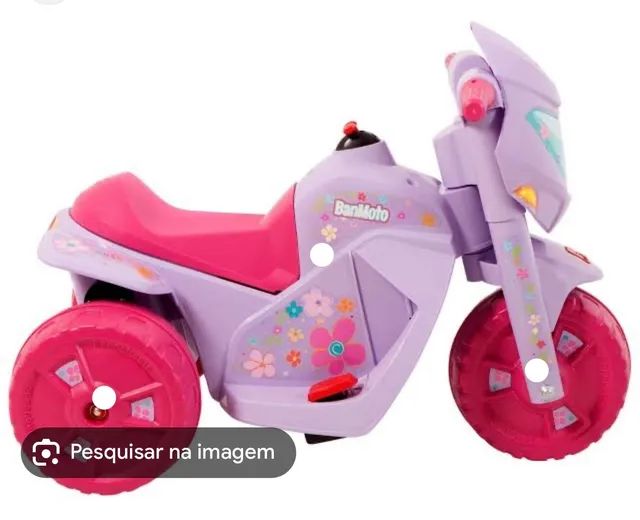 Moto Eletrica Infantil Bandeirante Banmoto 6V Gatinha Rosa na