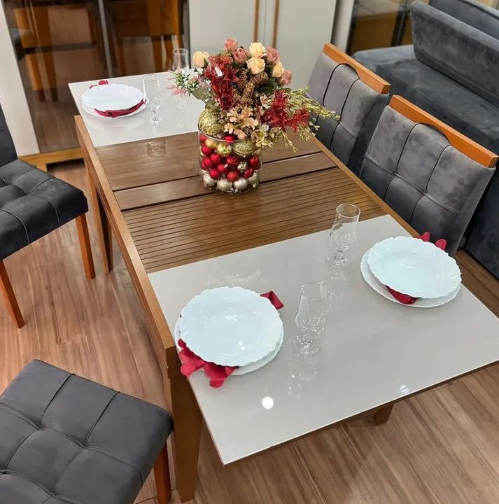 Mesa de Jantar Retangular de Madeira EXTENSIVA  - Foto 2