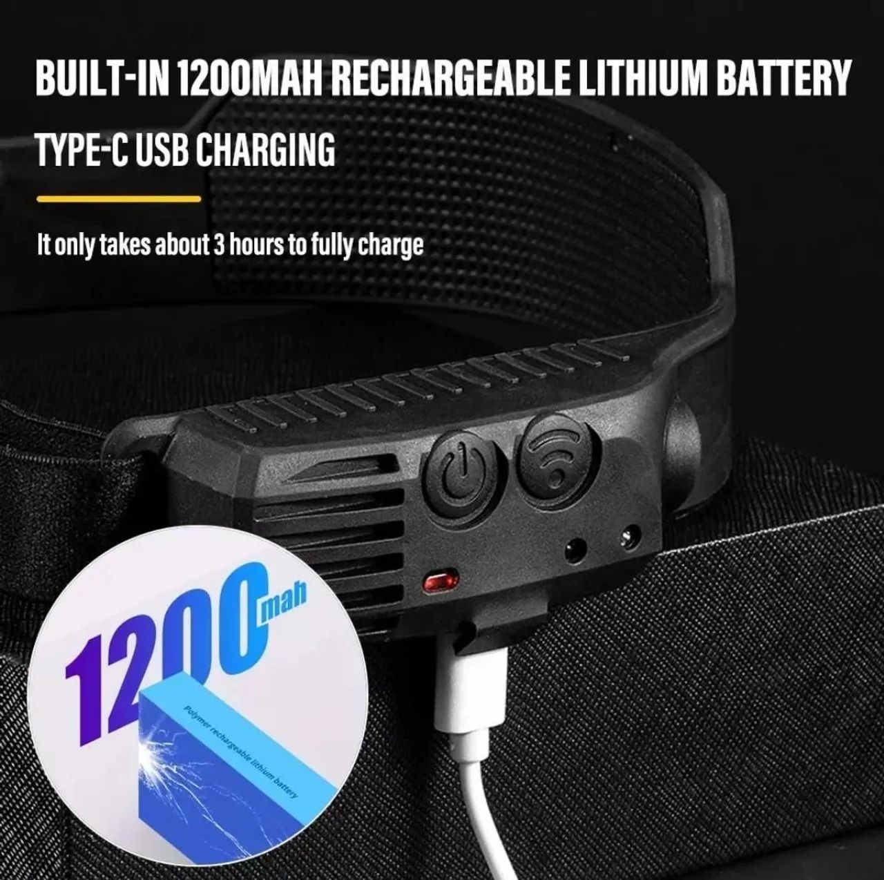 Lanterna de Cabeça Multifuncional lanterna de cabeça de led lanterna led - Foto 5