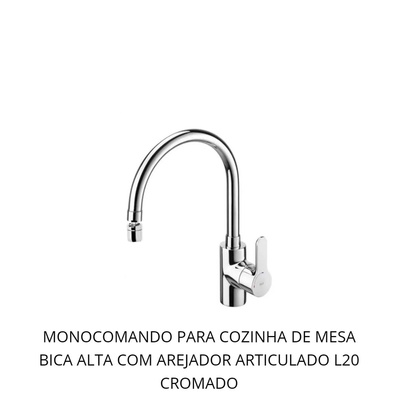 Torneira Monocomando para Cozinha de Mesa com Bica Alta e Arejador Articulado L20 Cromado