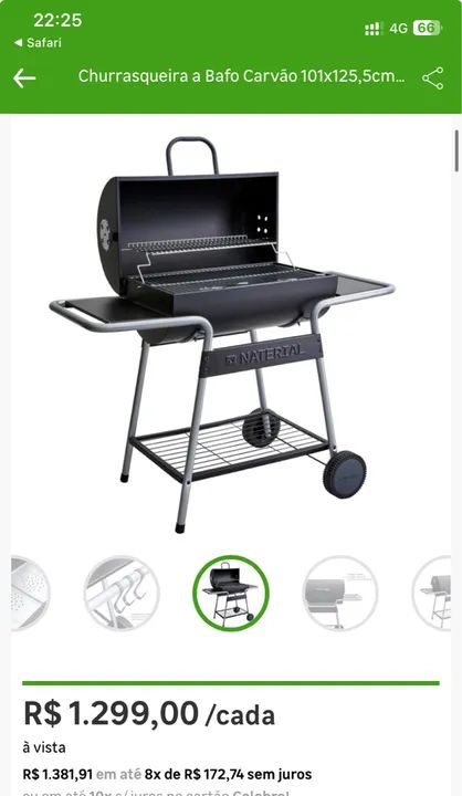 Churrasqueira  americana com duas grelhas em alturas diferentes