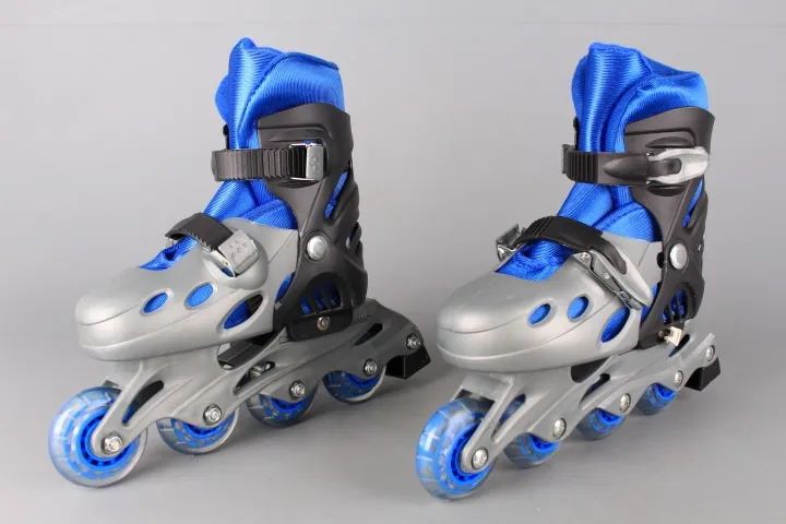 Patins Infantil Roller In Line Ajustável TAM 35 a 38 Azul E Rosa 4 Rodas 