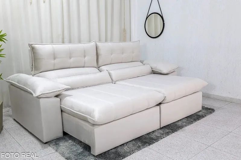 Sofá Retrátil Reclinável 2.50m London Molas Ensacadas rf432