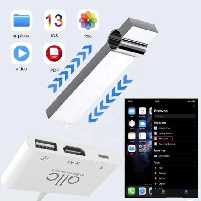 Cabo Adaptador Lightning Para Hdmi + Usb Otg - iPhone iPad - Foto 3
