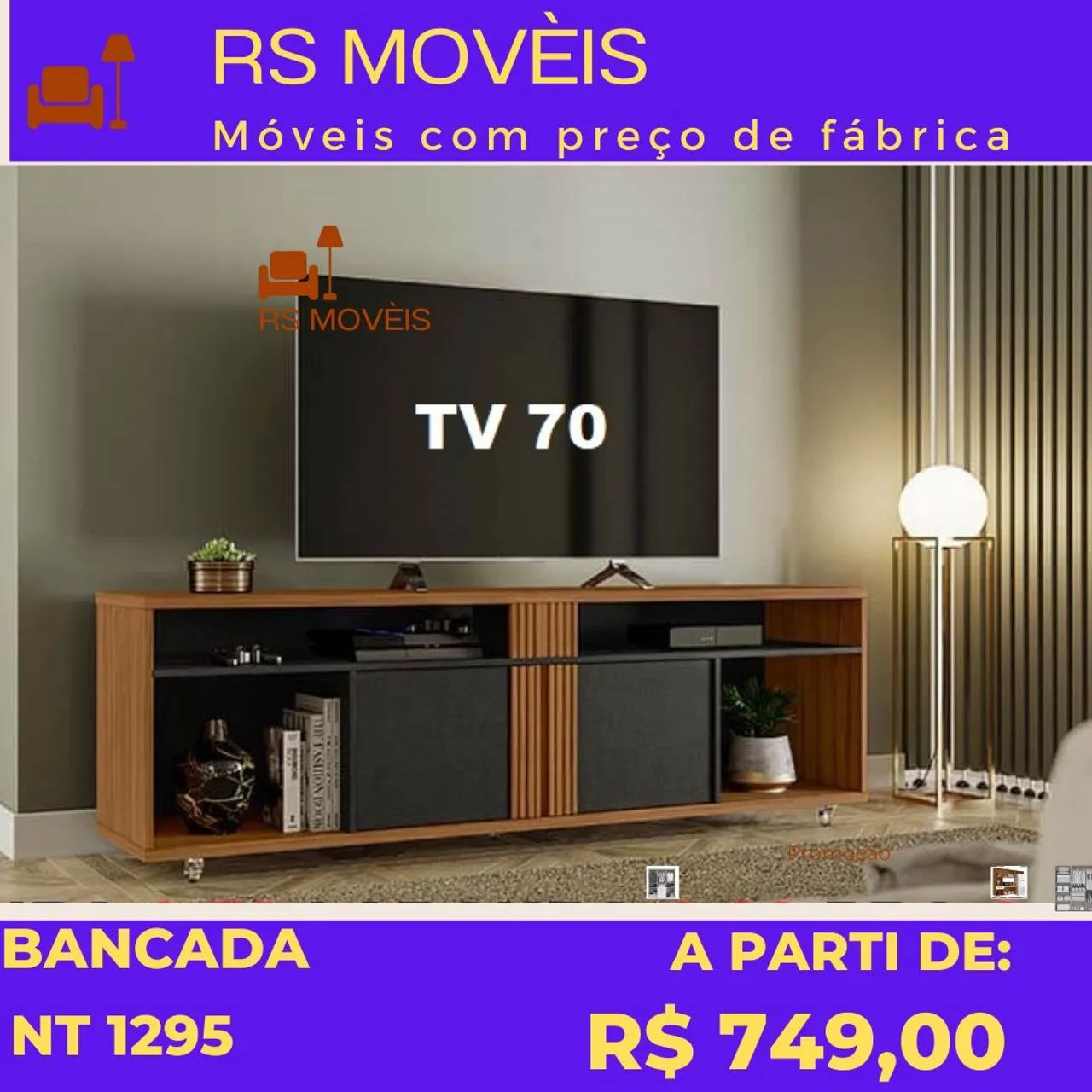 Rack para TV 70 polegadas com Bancada