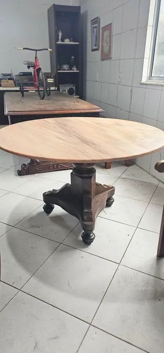 Moveis antigos, mesa antiga pé jacadanda e mármore rosa, antiguidades  - Foto 2