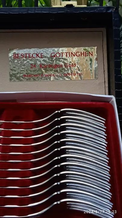 Faqueiro italiano GOTTINGHEN, aço inox com filete de ouro 24k e 127 peças com garantia. - Foto 4
