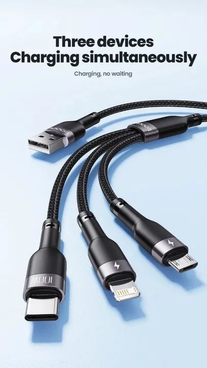 Cabo 3 em 1 Toocki USB Tipo C, carregamento