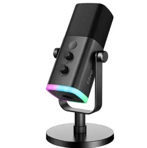 Microfone Gamer Fifine Ampligame Am8 Usb Rgb Preto