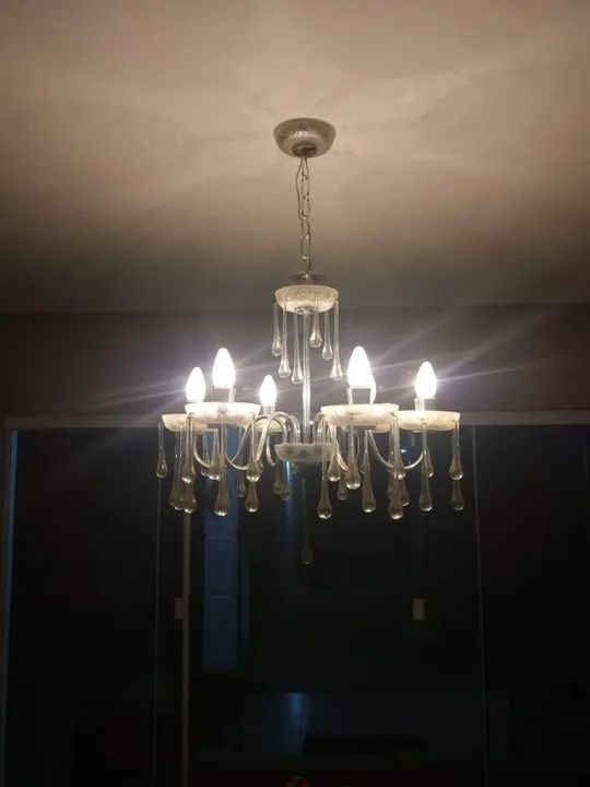 Lustre Clássico, Candelabro com Pingentes Gotas de Cristal - Foto 5