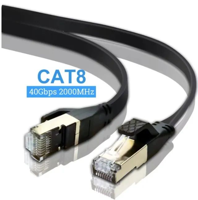 Cabo de Rede Gamer Cat8 40Gbps 2000MHz RJ45, 20m - Preto