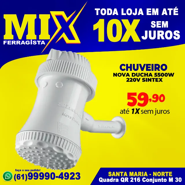 Chuveiro Nova Ducha 5500w 220v Sintex