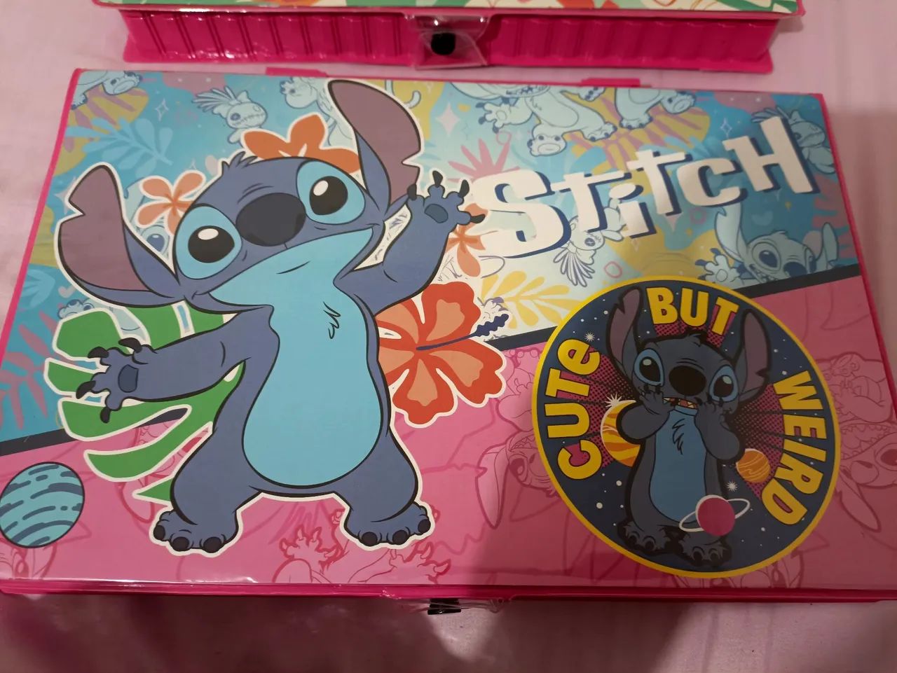 R$49.99 estojo maleta pinturas canetinhas infantil stitch rosa novo pintar os Bob goods - Foto 5
