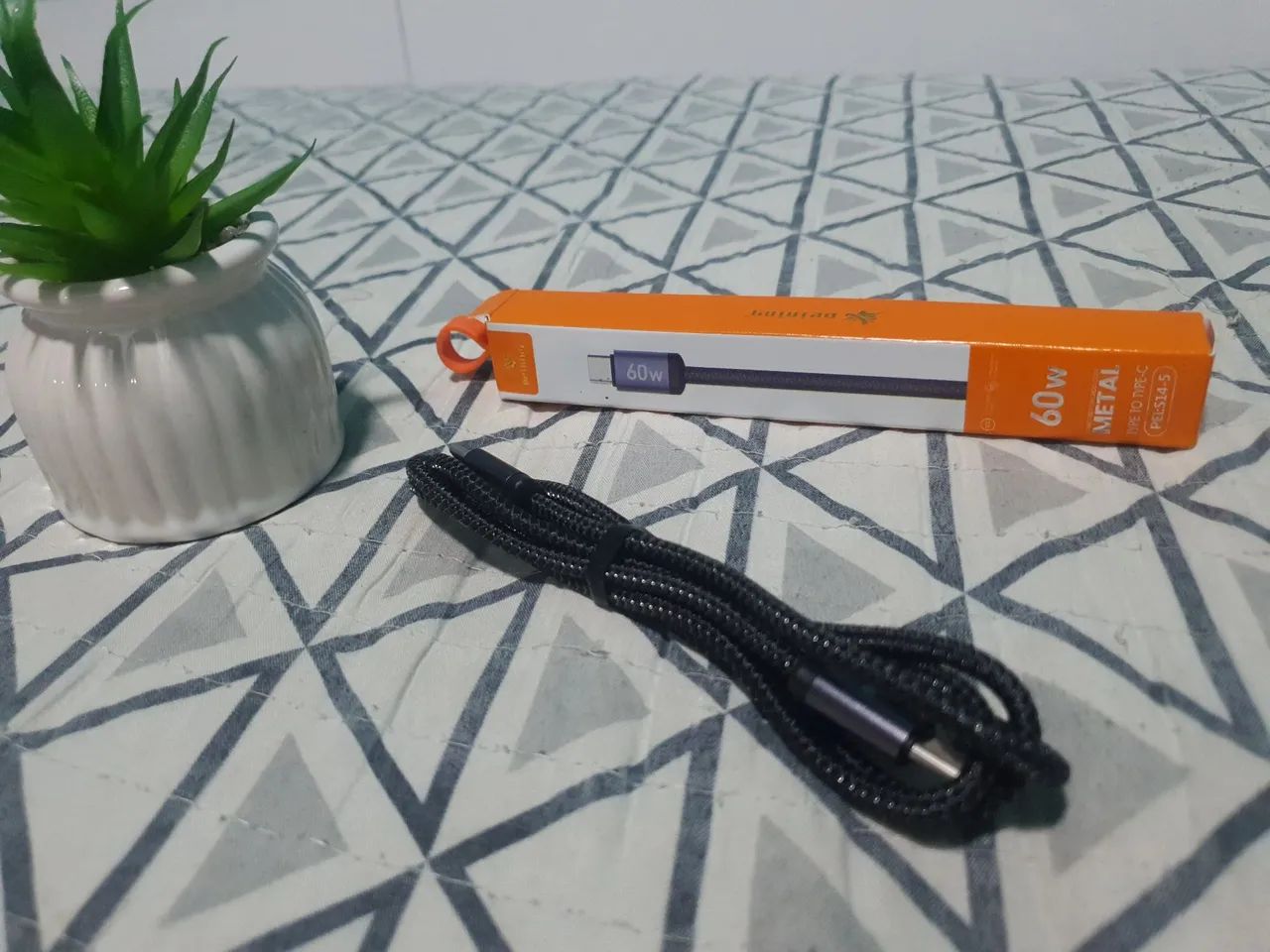 Cabo tipo C pra C 60W Metal Reforçado - Carregamento Rápido - Foto 2