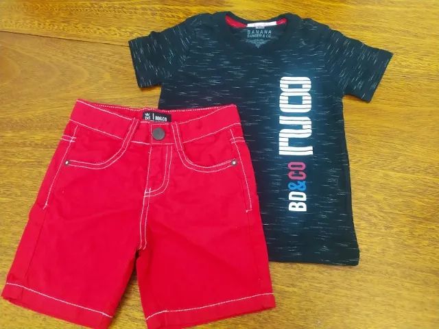 Camiseta Com Short Infantil Da Banana Danger
