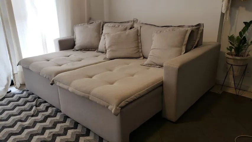 Sofá retrátil de linho - Foto 2