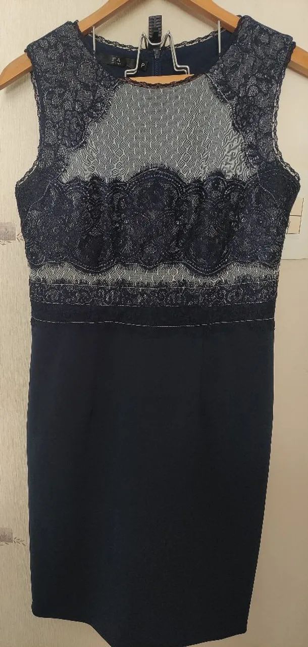 P.a concept vestido tubinho azul com cinza 