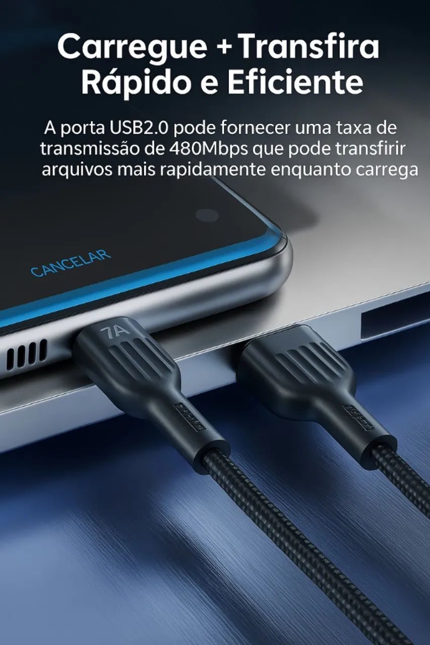 Cabo USB-C 100W 7A - 3 Metros! - Foto 2