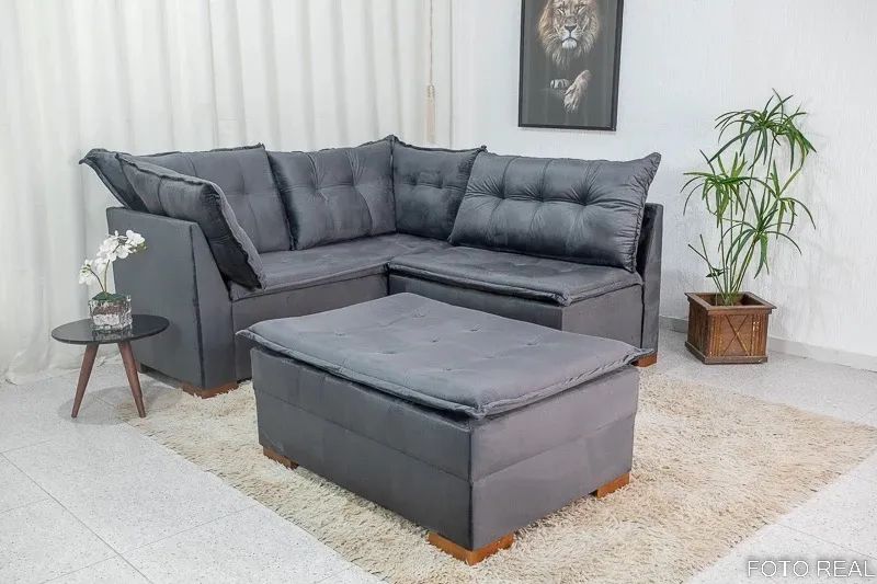 Sofá de Canto Veludo 3 em 1- Entrega Rápida - Foto 2