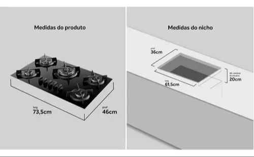 Fogão Cooktop Dako Supreme 5 Bocas Com Tripla Chama Preto- fazemos entrega, novo! - Foto 2